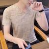 2024 Ice Sensation Round Neck Short Sleeved T-shirt Men Summer V-neck Thin Style Commerce Breathable Ice Shreds Comfortable Tops