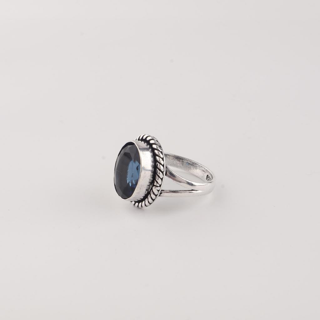 London Blue Topaz Gemstone 925 Sterling Silver Statement Jewelry Pretty Ring Engagement Gift RR-84-16