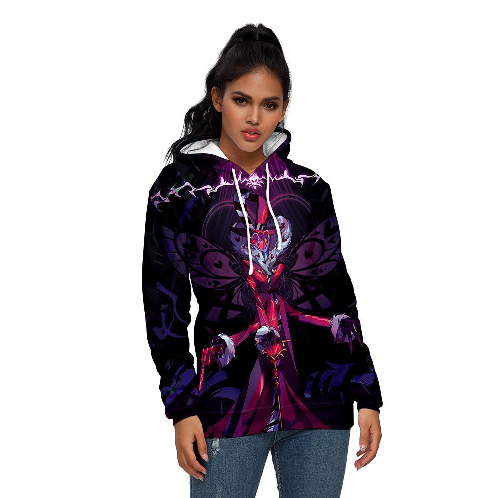 Hanoră cu hanoră cu imprimeu anime Hazbin Hotel Hip Hop pentru bărbați, haine de stradă, bărbați, femei, hanorac, unisex, la modă