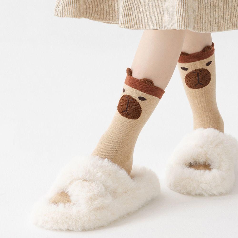 Cartoon Baby Cotton Socks Breathable Kapibara Hosiery Anti-slip Kids Capybara Socks  2-15 Years