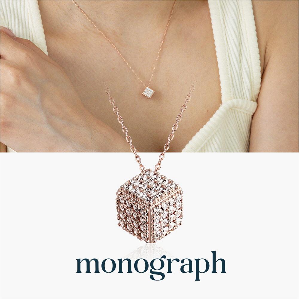 Monograph Shine Dice Necklace Mgnl0370 14K Gold Plated (Rose Gold)