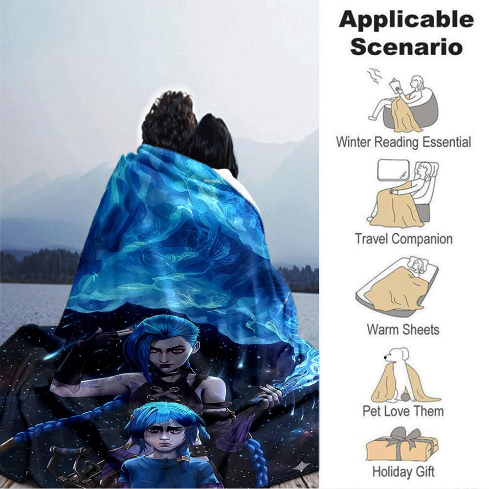 1Pc Blue Flame Fantasy Blanket Soft Throw Blanket For Home Bedroom Bed Sofa Travel Office Solid Christmas Blanket