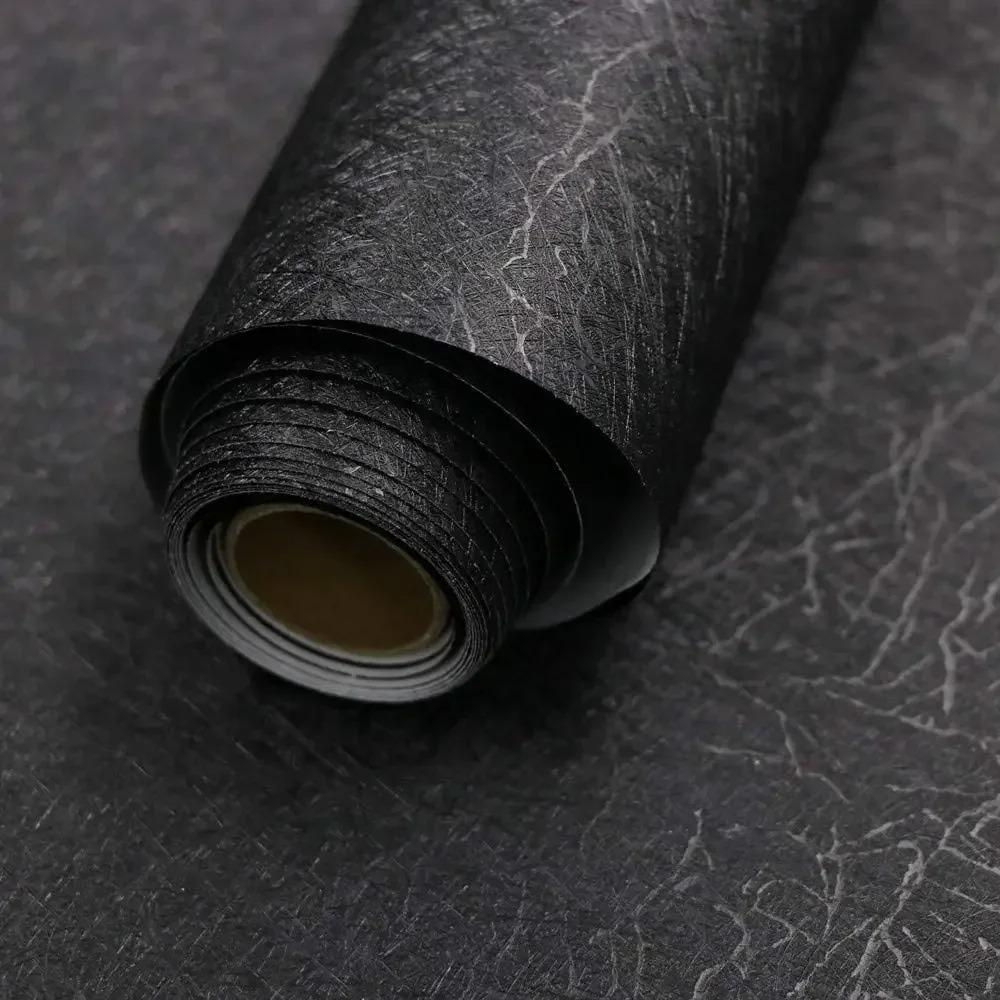 

1PC 1/3/5meters Black Silk Wallpaper Embossed Self Adhesive Wallpaper Removable Vinyl Black Peel and Stick Wallpaper Waterproof 1mx40cm чёрный