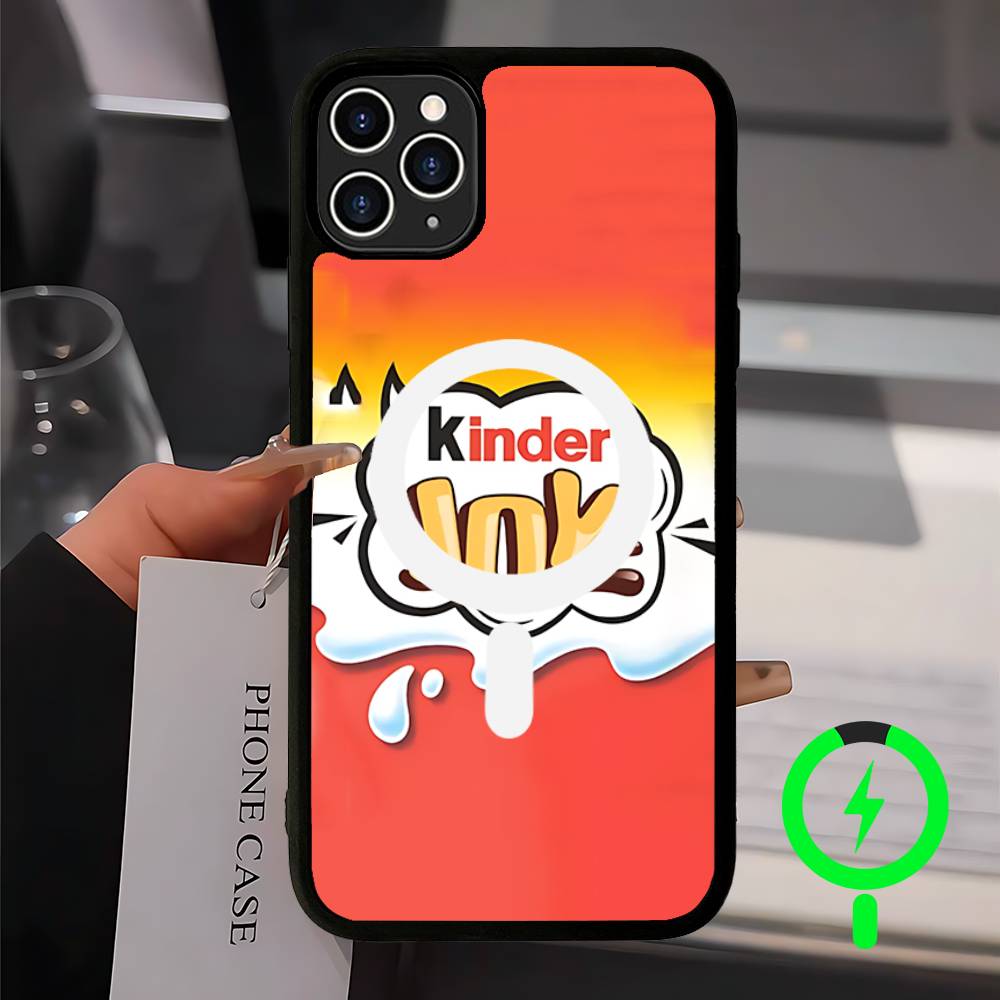 Cute Kinder Surprise Eggs Logo For Magsafe Magnetic Phone Case Wireless PC+TPU For IPhone 11 12 13 14 15 16 17 Pro Max Plus