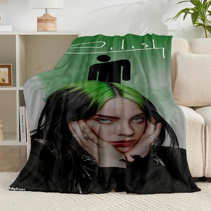 1PC Bi-llie music Artwork Flannel Blanket Gift, Suitable for Both Men And Women, Soft Ideal for Beds And Sofa, Birthday Or Christmas Gift