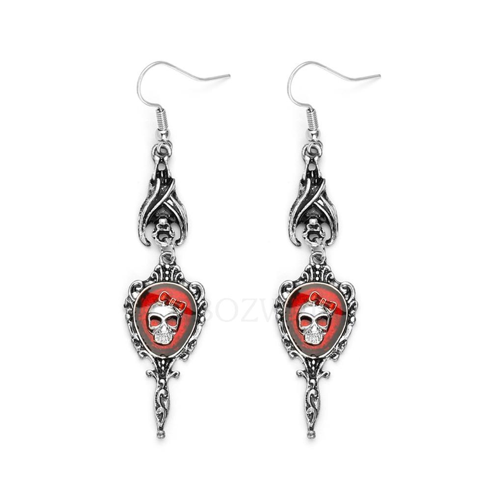 Witches Occult Dark Goth Drop Earring Jewelry Blood Rose Heart Oil Bat Gothic Earrings Ladies Retro Earrings for Women Gifts