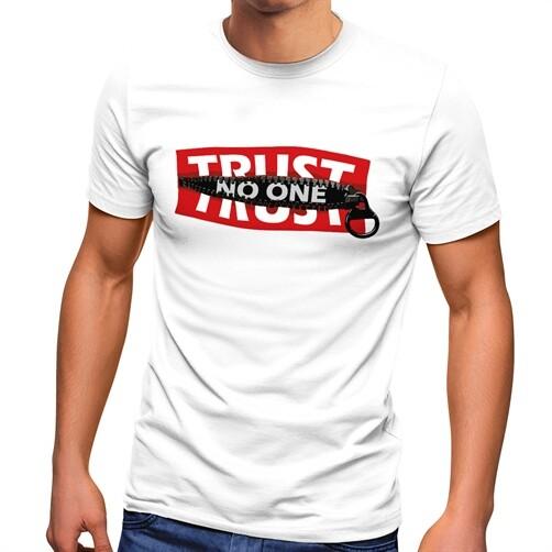 Men's T-Shirt saying warning trust no one print print fashion street style-