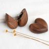 Walnut Wood Proposal Ring Case Heart Shaped Jewelry Organizer Box Gifts Wooden Ring Box  Birthday