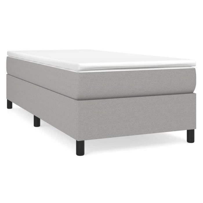 3144383 vidaXL Divan-lit Et Matelas Gris Clair 90x190 Cm Tissu