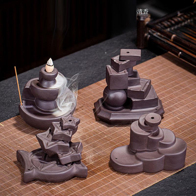 YXY Backflow Incense Burner Both Sides Converge Ceramic Crafts 2025 Newest Stick Incense Holder Zen Living Room Decorations