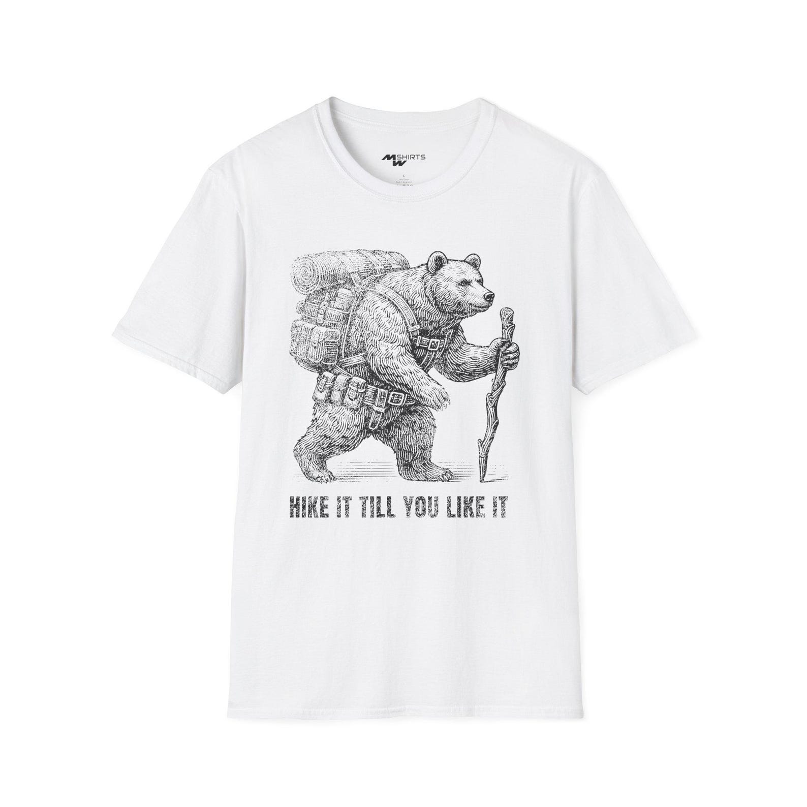 Vintage Hiking Bear T-Shirt: Outdoors Adventure Lover Gift Tee S