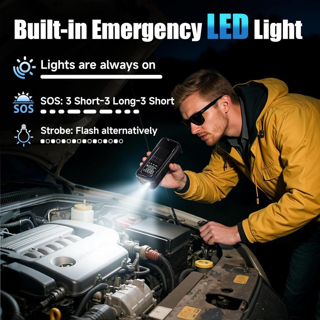 Portable Air Compressor 160 PSI, Cordless Tire Inflator with Gauge for Car, Motorcycle, Bicycle