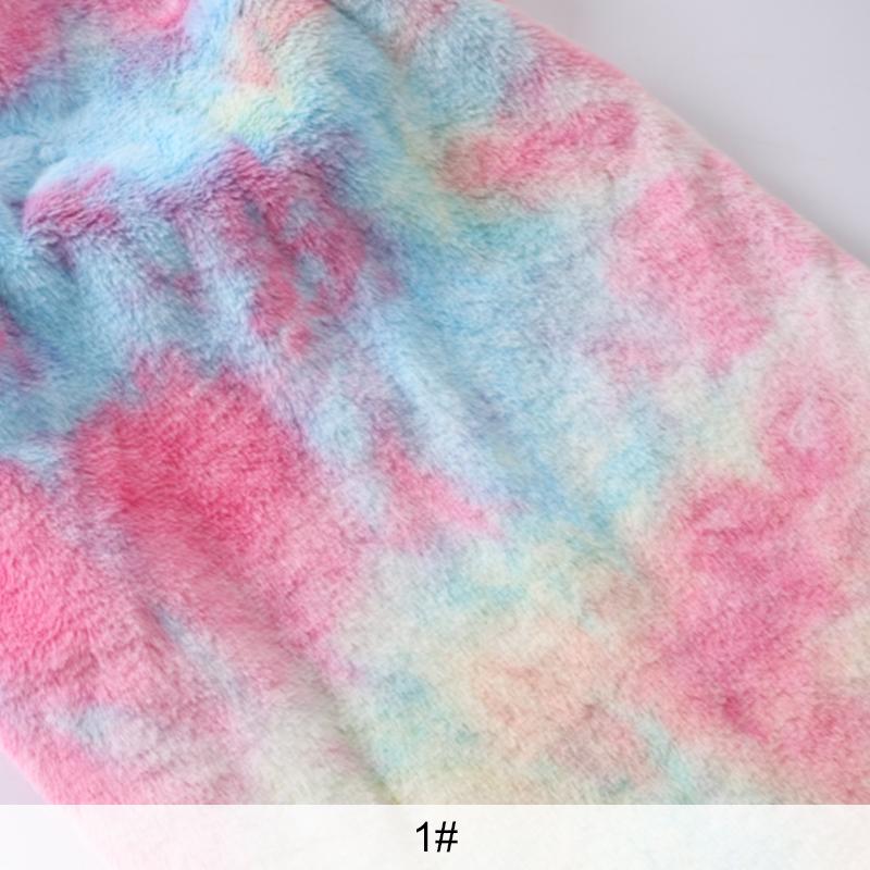0,5/1/2 Yard Tie Dye Imitace Králičí Plyšová Látka Látka z Umělé Kožešiny na Šití Zimních Kabátů Šálů Dek Deky Oblečení pro DIY