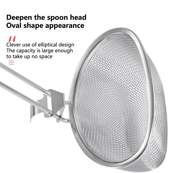 Colander Spoon Drain Quickly Non-deformed Hook Design Skimmer Non-tumbling Stainless Steel