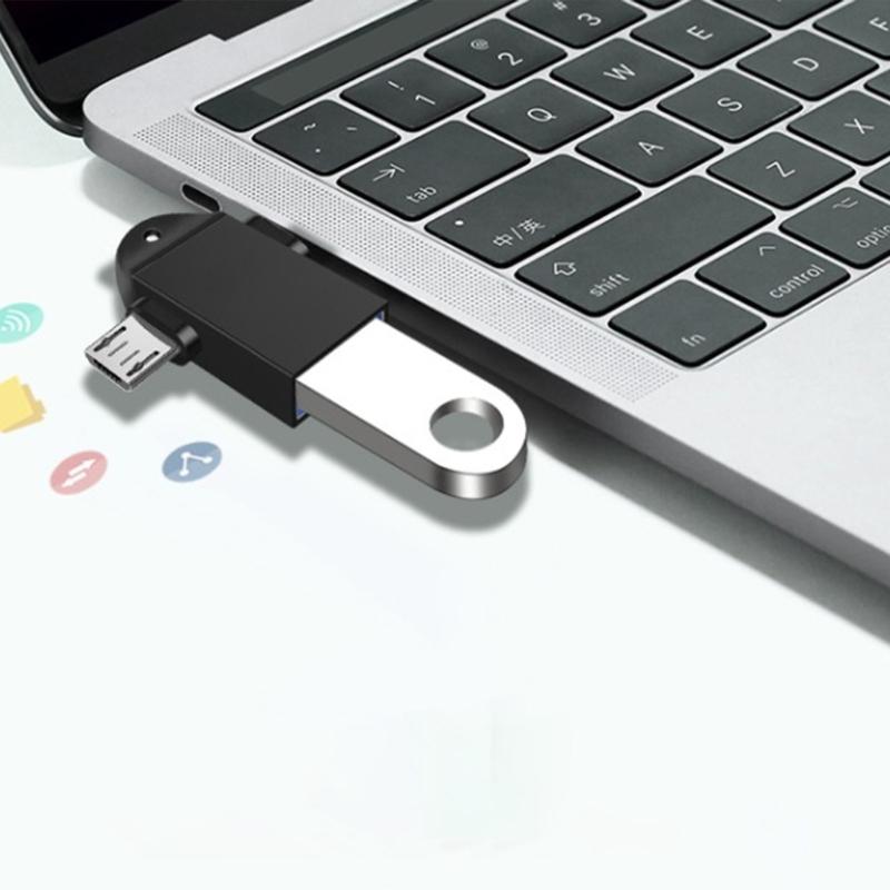 USB 3.0 to Type C and Small USB OTG Adapters Aluminum Type C Converter Pocket Size Adapters for Smartphones Tablets