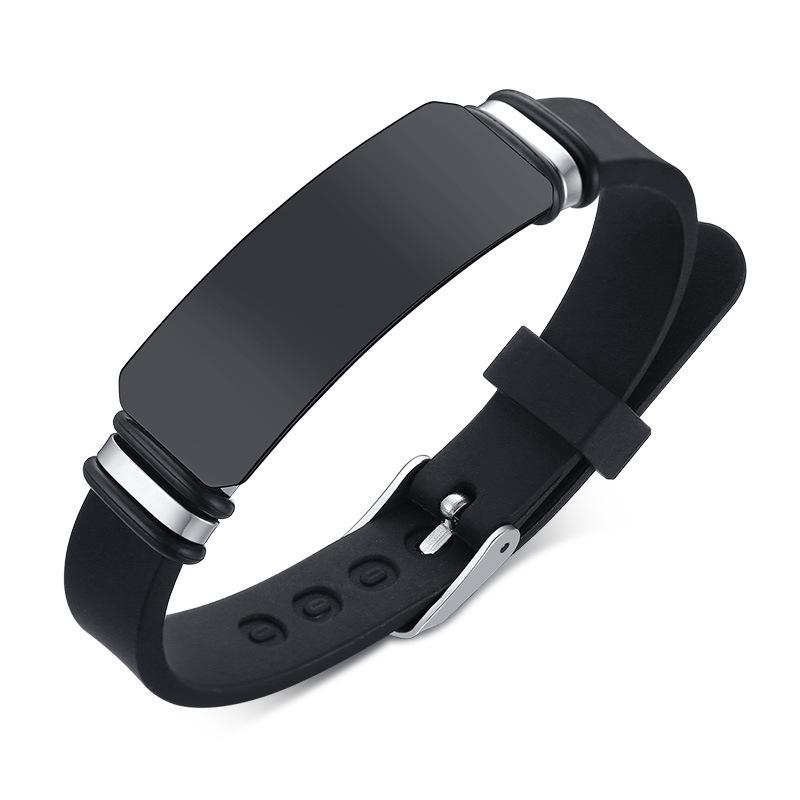 Simple Vintage Silicone Leather Braided Wristband Stainless Steel Fashion Jewelry Bracelet Bangle for Men Clasp