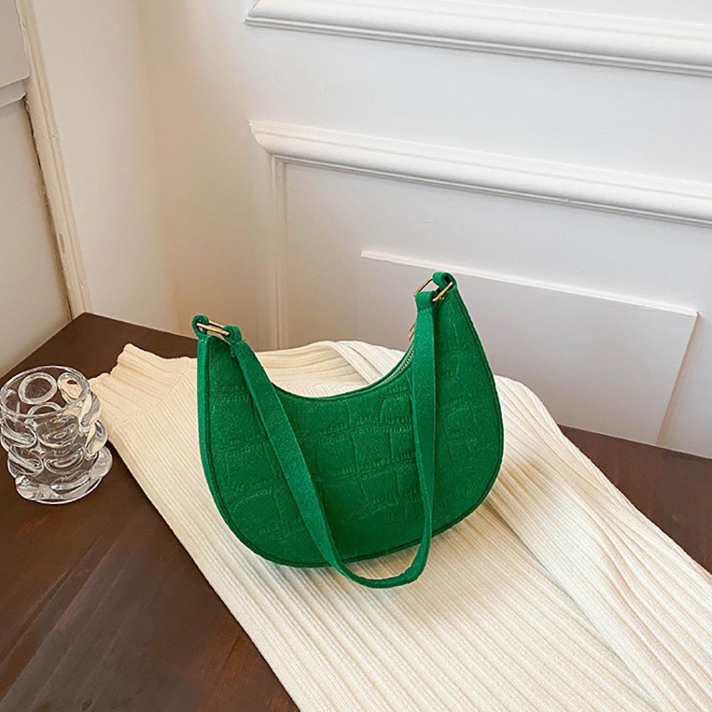 Fashi Felt Cloth Pattern Shoulder Bags For Women Small Handle Underarm Bag Clutch Luxury Solid Color Female Handbag With Purse