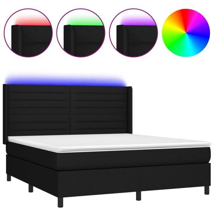 Maison Exclusive - Sommier à lattes de lit matelas et LED Noir 180x200 cm Tissu