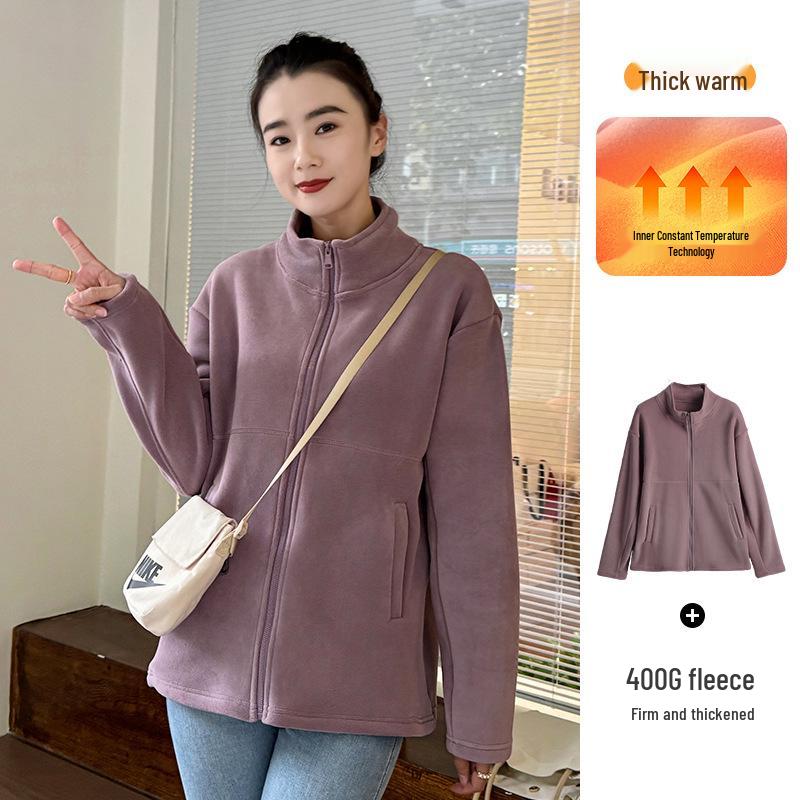 Women's Sherpa Fleece Cardigan Jacket - 2024 Spring/Autumn Collection, Thickened Inner Layer