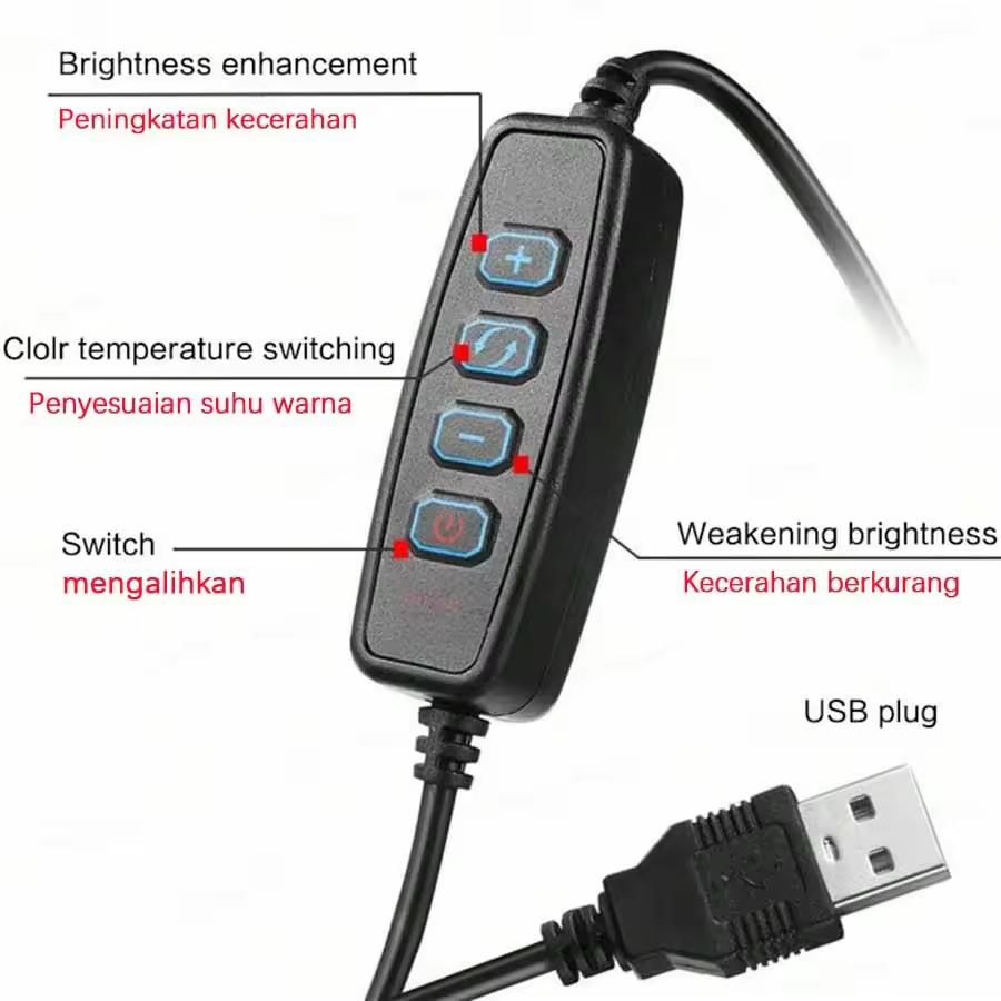 LED Selfie Ring Light 10-inch USB Plug 3-tone Lighting Photography Light Video Recording Live Broadcast Fill Light Gifts