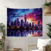 Nighttime Cityscape Digital Printing Polyester Wall Tapestry Suitable For Use In Living Rooms Bedrooms Offices Bars And Party