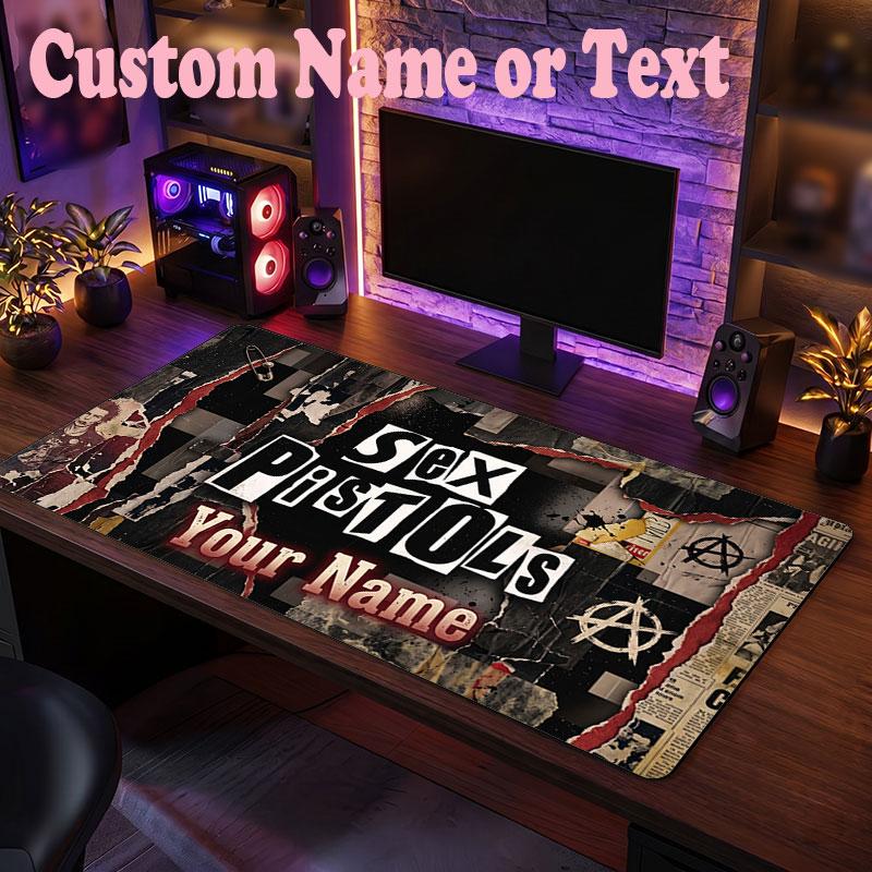 Sex Pistols Customized Name Text Mouse Pad, Large Desk Mouse Mat Personalized Home Office Present