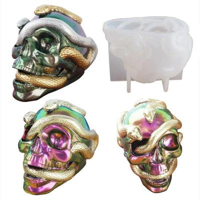 Schädel Schlangenkopf DIY Epoxidharzform Doppelschlange Silikonformen Halloween Spukhaus Horror Schreibtischdeko Kerzenform