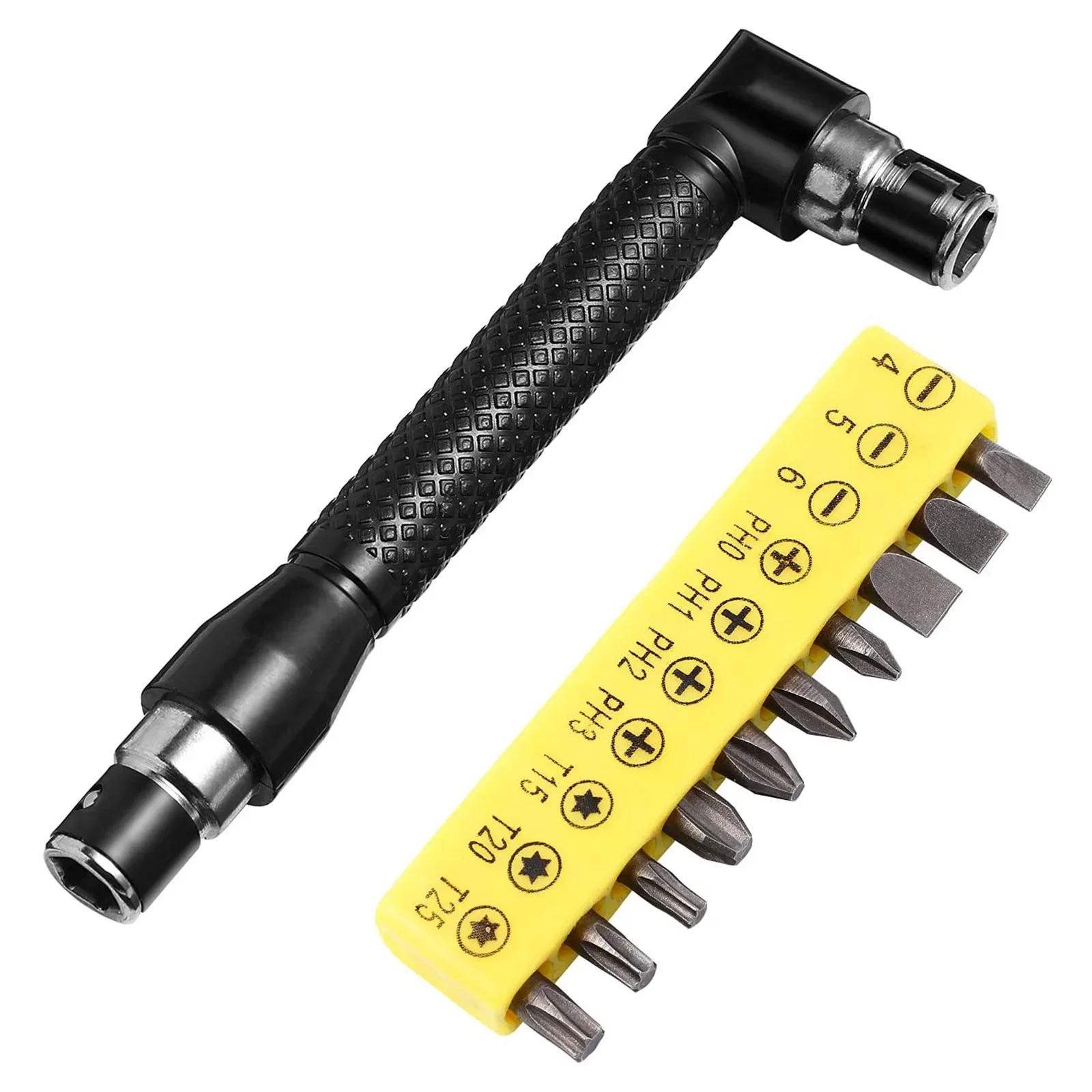 

L-shaped 1/4 Hexagonal Screwdriver Bit 90 Degree Double Head Handle Black 6.35 Wrench 10pc Yellow Tape Screwdriver Bit Tool Set