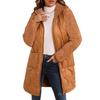 2025 Autumn Winter Women's Hooded Long Coat, Plush Patchwork Quilted Jacket with Lightweight Texture, Oversized Zip Front Trench for Casual Style