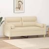 VidaXL 2-seater Sofa with Decorative Pillows Cream 140 Cm Fabric, Sofa, Loveseat, Living Room Sofa, Sofas, Sofa 3200823