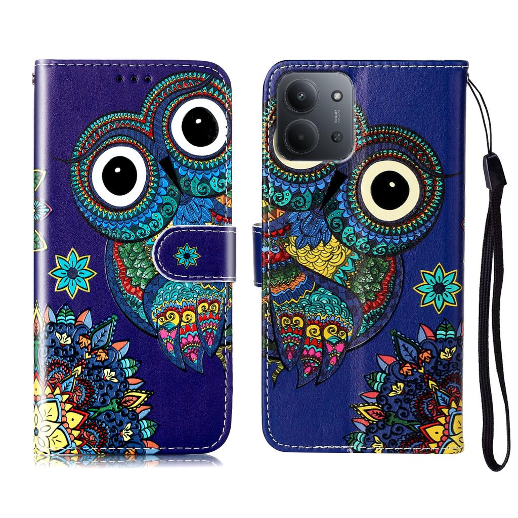 For Xiaomi Redmi 15C 4G (EU) (173mm)/15C 5G (EU) (173mm)/Poco C85 4G (173mm) Case Pattern Leather Wallet Cover with Strap