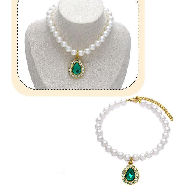 Pet cat Necklace Pearl pet Collar Rhinestones Accessories Small pet Dog cat Collar
