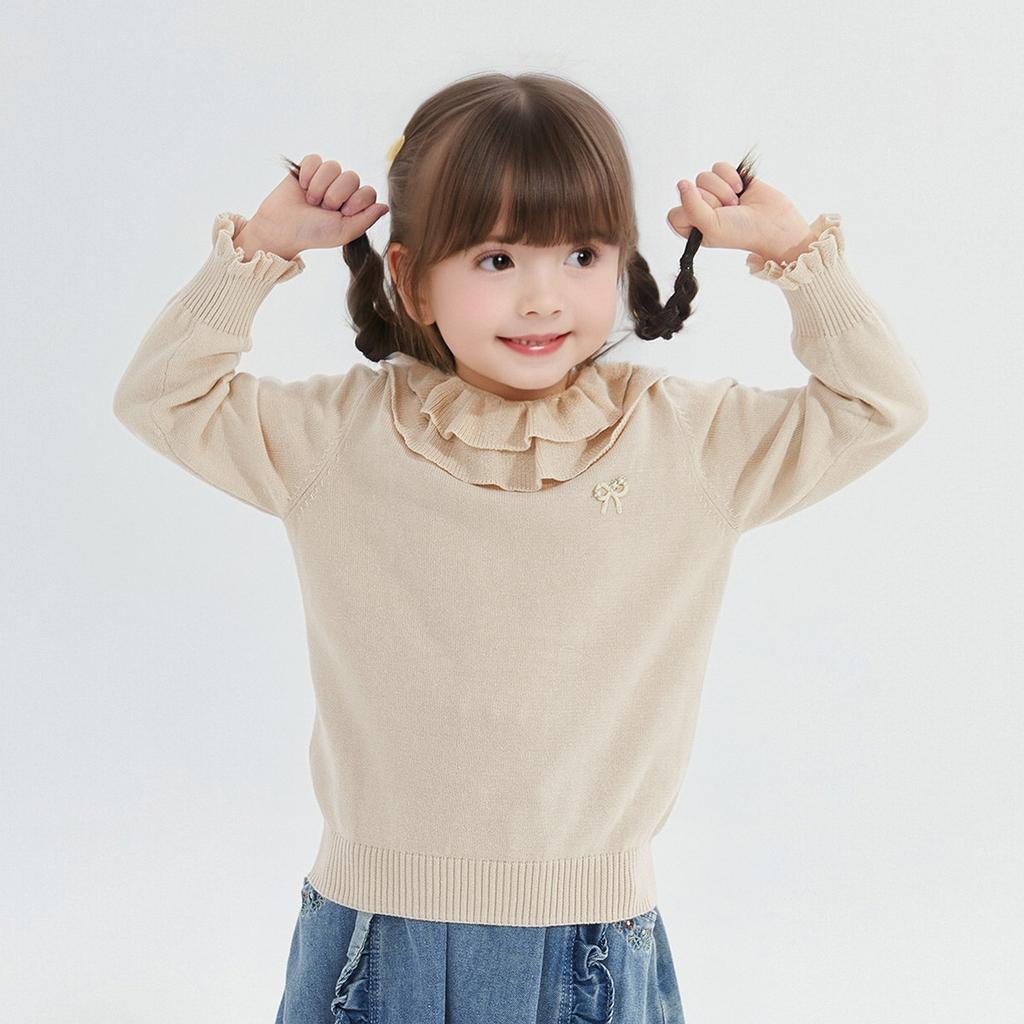 [Double Collar Bow] Infant and Young Girl's Sweater Spring and Autumn Children's Casual Top