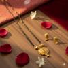 Traditional Maharashtrian Mangalsutra with Round Pendant & Earrings | Gold Plated Black Bead Long Chain