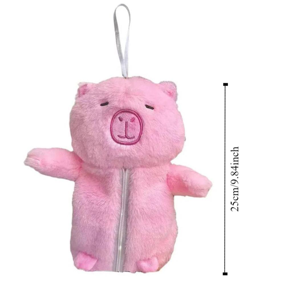 Pink Capybara Plush Pen Bag Large Capacity Capibara Plush Pencil Pouch Student