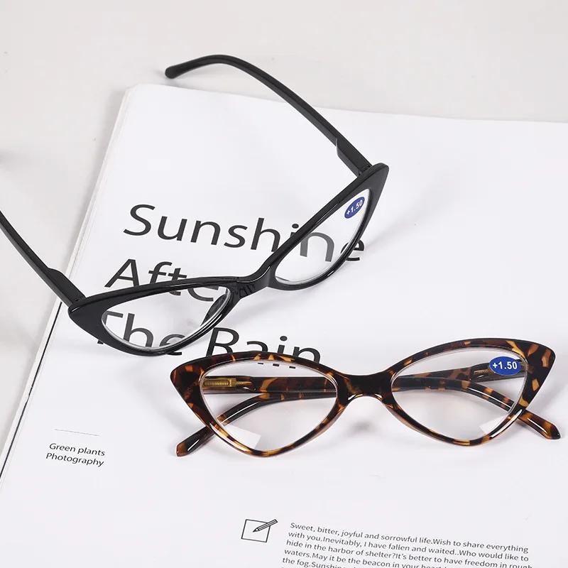 New Fashion Ins Vintage Cat Eye Reading Glasses Retro Leopard Women Lightweight +1.0+1.5+2.0+2.5~+4.0 Presbyopic Reading Glasses