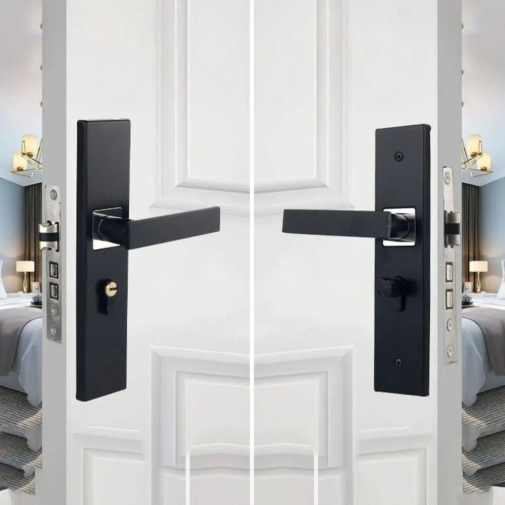 Silent Interior Door Handle Lockset Square Door Knob Security Bedroom Door Lock  Household Hardware