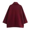 Womens Winter Wool Blend Short Turn-Down Collar Coat Loose Fit Street Style Outerwear