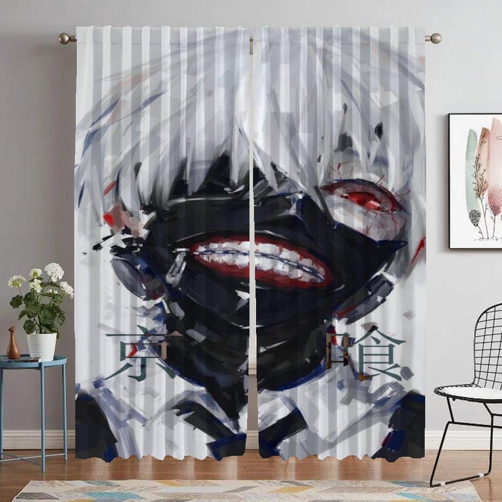 Tokyo Ghoul Elegant Room Curtains 2 Pieces Curtains for Bedroom Window Curtain Partition Halloween Decoration Shades Living Home