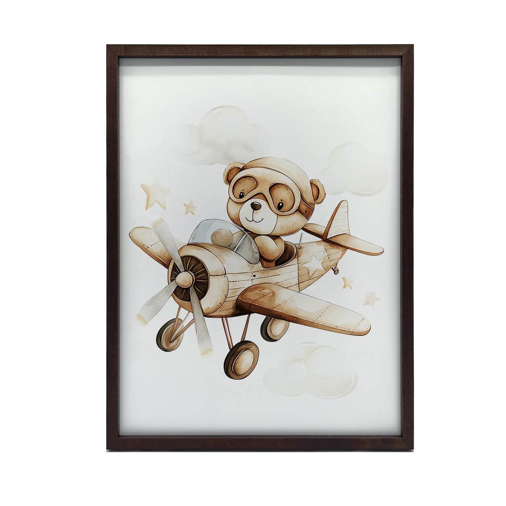 Plakat Latajacy Miś Plakat Latajacy Miś, 30X40 Cm, Rama Aluminiowa Złota, Papier Matowy 230 Gsm