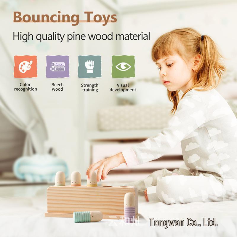 Creative Wooden Bounce Blocks: Interactive Early Education Toy for Kids