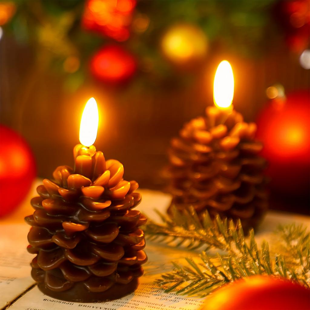 1Pcs Flameless Led Candle For Home Christmas Party Wedding Decoration pinecone Electronic Battery-Power Tealight Candles