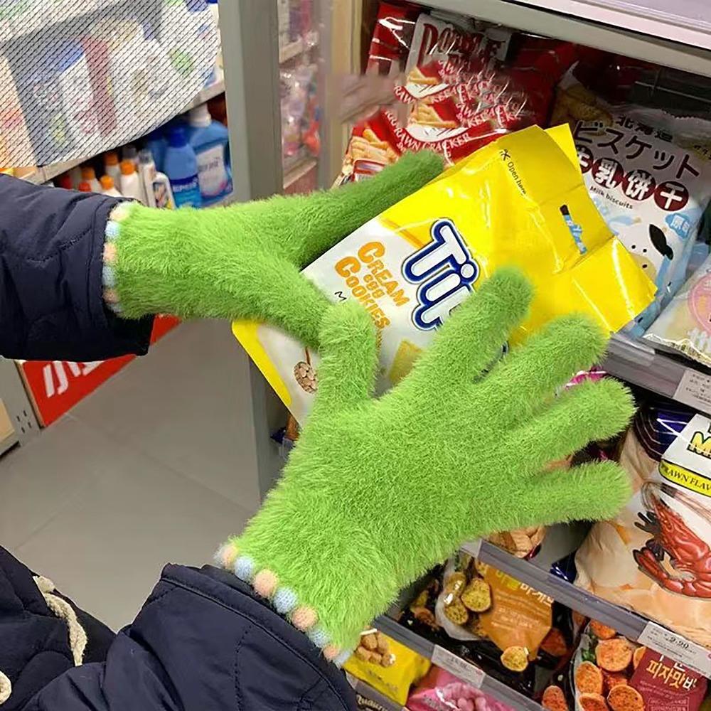 Elastic Fleece Women's Gloves Korean Style Ski Mittens Mink Velvet Gloves  For Girls Winter