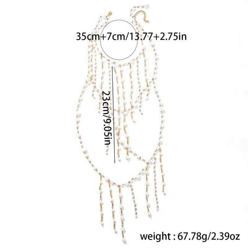 Böhmischer Stil Wasserfall-Halskette Tragbar für Damen mit Mehrschichtigen Perlenquasten Modeschmuck-Accessoires