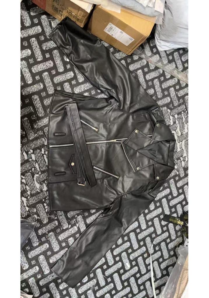 Women's PU Leather Motorcycle Jacket - 2026 Korean Style, Slimming, Short Trendy Fall/Winter Outerwear