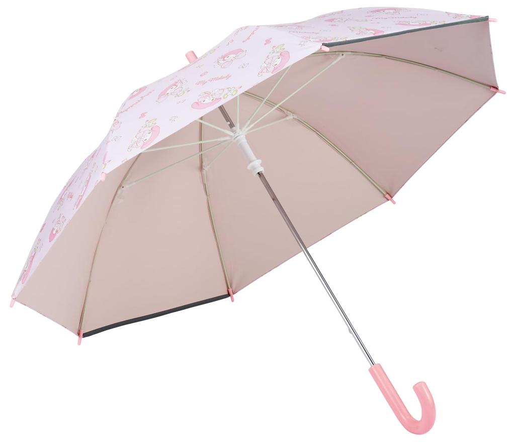 Skater Sanrio My Melody Big Ages Manual UV 8 Suitable for Sun and Children's Parasol, 50cm, Ribbon, 7-8, 115-125cm, Finger-Pinch-Resistant, Opening,