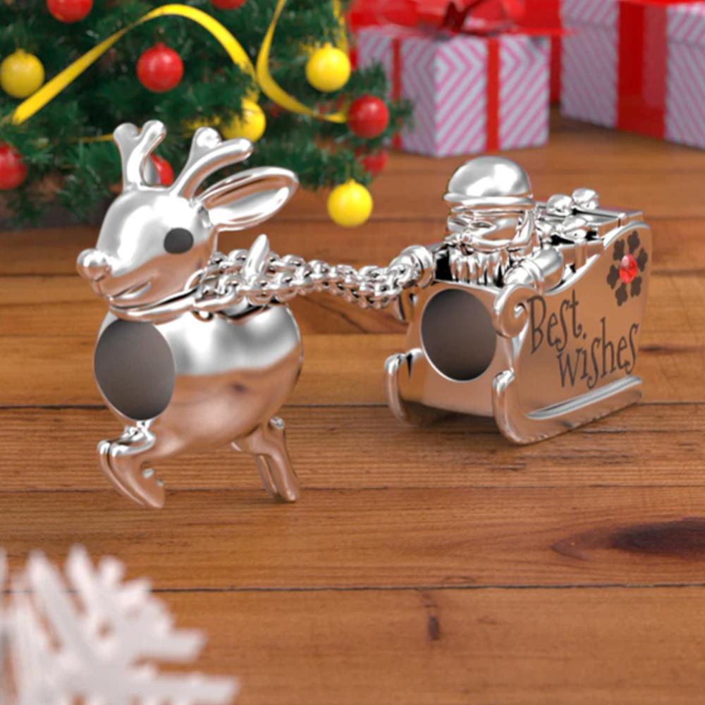 High Quality Authentic Copper Charm Bead Charms Snowman Christmas Print Pendant Bead Charms Compatible With Bracelets Trinket Women Jewellery
