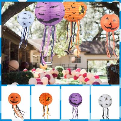 Mit Quaste Halloween Papierlaternen Spinnen Fledermaus Muster Gruselige Atmosphäre Kürbislampe Festival Requisite Hängende Ornamente