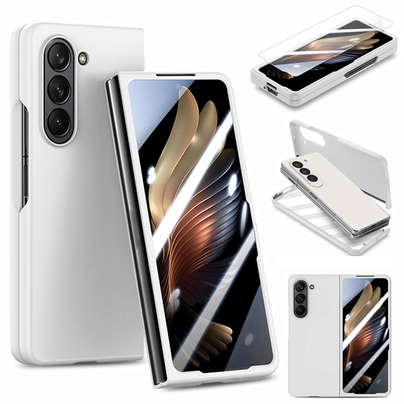 

For Samsung Galaxy Z Fold6 5G Case Rubberized PC Phone Cover with Tempered Glass Film White