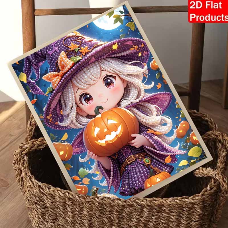 Halloween pearl painting handmade diy art witch pumpkin pearl home decoration painting